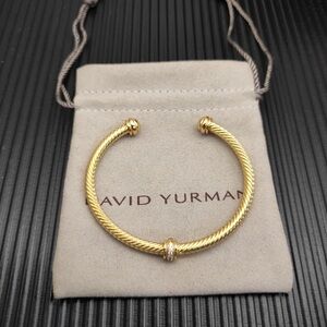 David Yurman Gold Cable Bracelet with Silver Detail